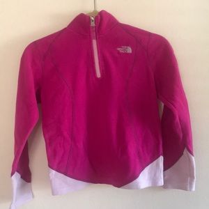 Girls medium dark pink north face pullover jacket,